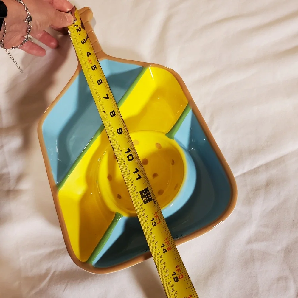Hand-painted Elements ceramic pickleball